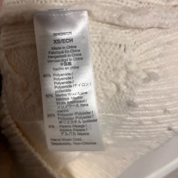 Madewell XS Cream Cable Knit Mock Neck Sweater Classic Cozy Pullover - Picture 3 of 8